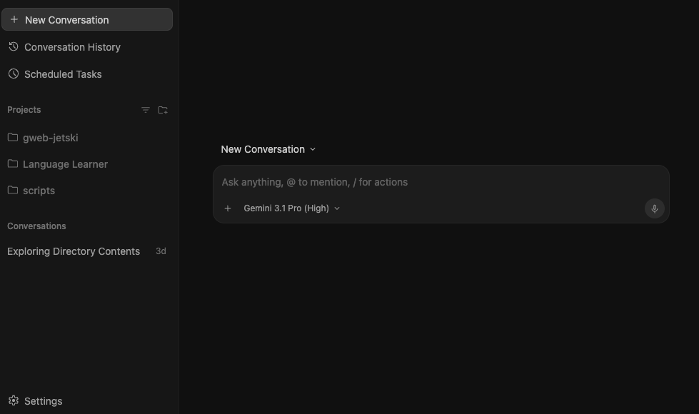Standalone conversations are grouped separately on the left side panel.