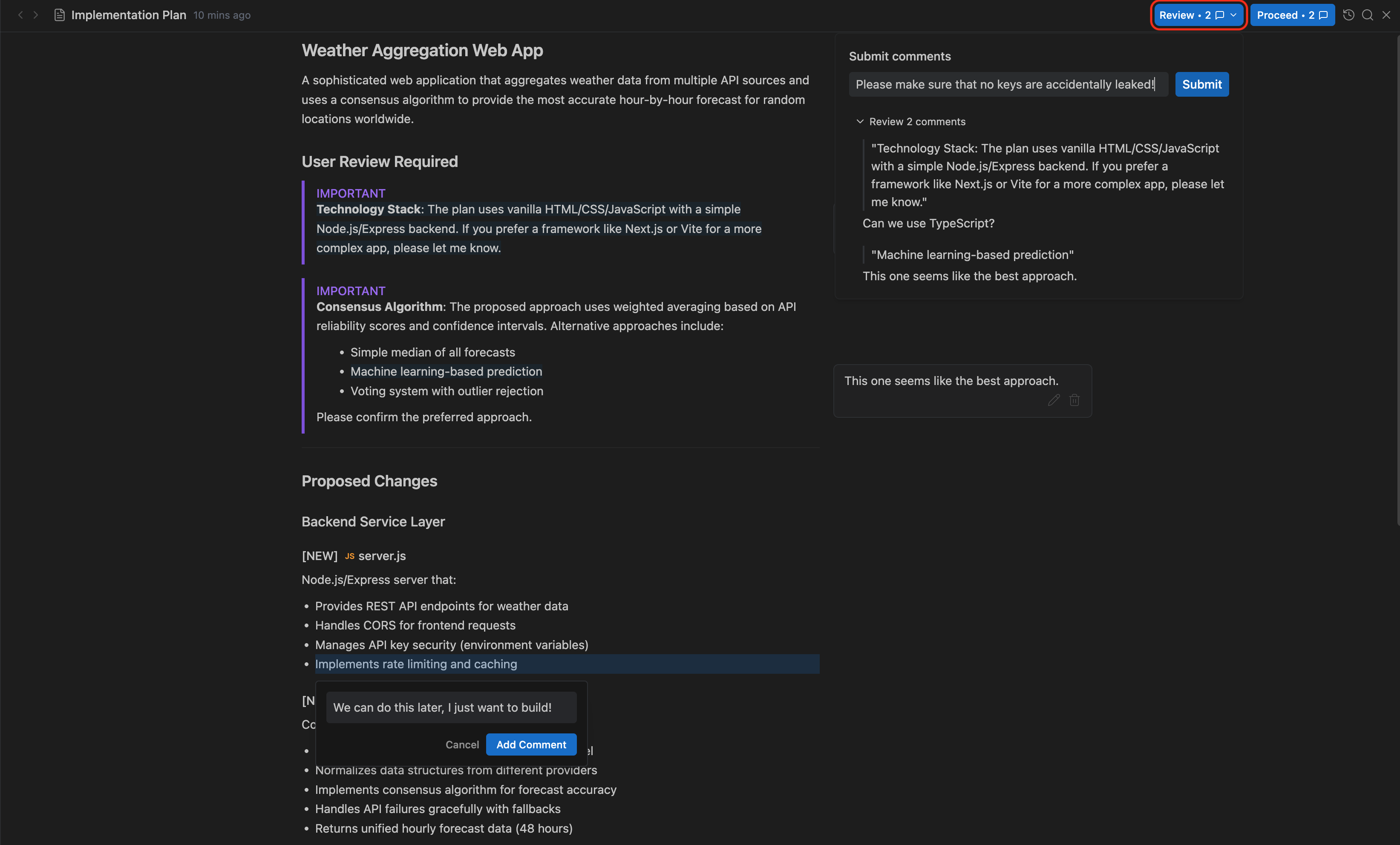Artifact Implementation Plan Submit Comments
