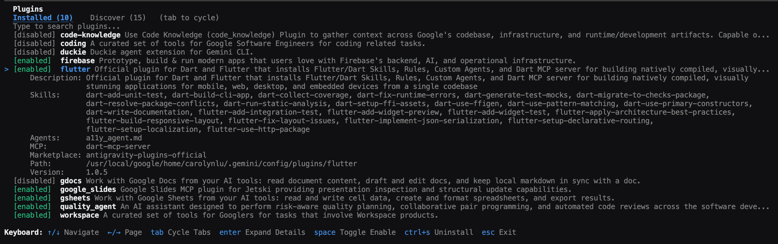 Plugin installed tab