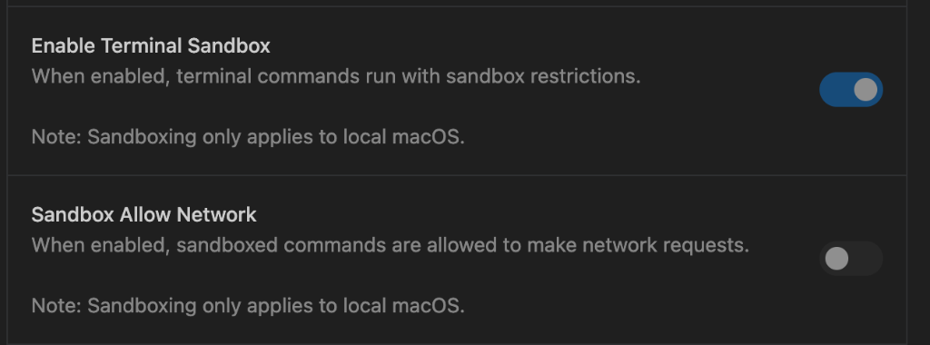 Sandbox settings in strict mode