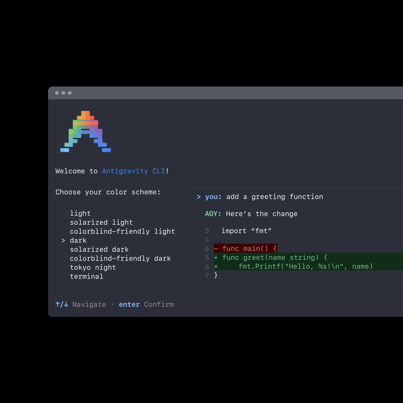 Antigravity CLI interface